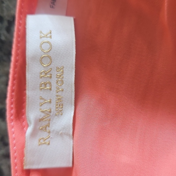 Ramy Brook Smocked Waist Mini Dress Medium Colorblock Orange Pink Summer Resort - Picture 2 of 9